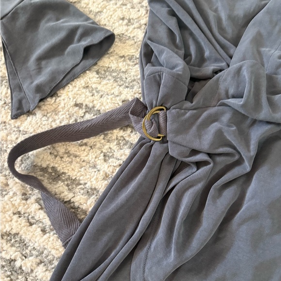 Free people blue gray long sleeve wrap collared dress size M - Picture 2 of 5